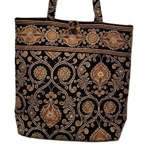 VERA BRADLEY Medium Tote Retired Mocha Pattern 1996 Quilted Medium Bag 13x14x4